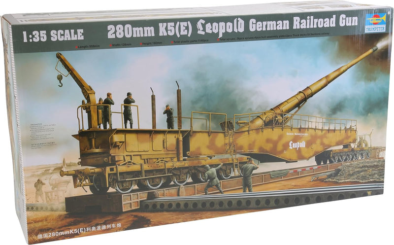 Trumpeter 00207 Modellbausatz Eisenbahngeschütz Leopold 280mm K5 (E)