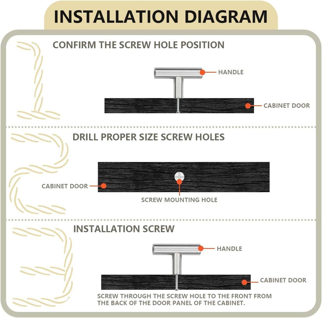 Bwintech 24 Pcs 50MM gebürstetes Nickel Schrank Pull Griffe Küche T Bar Griffe, Edelstahl, Ideal für