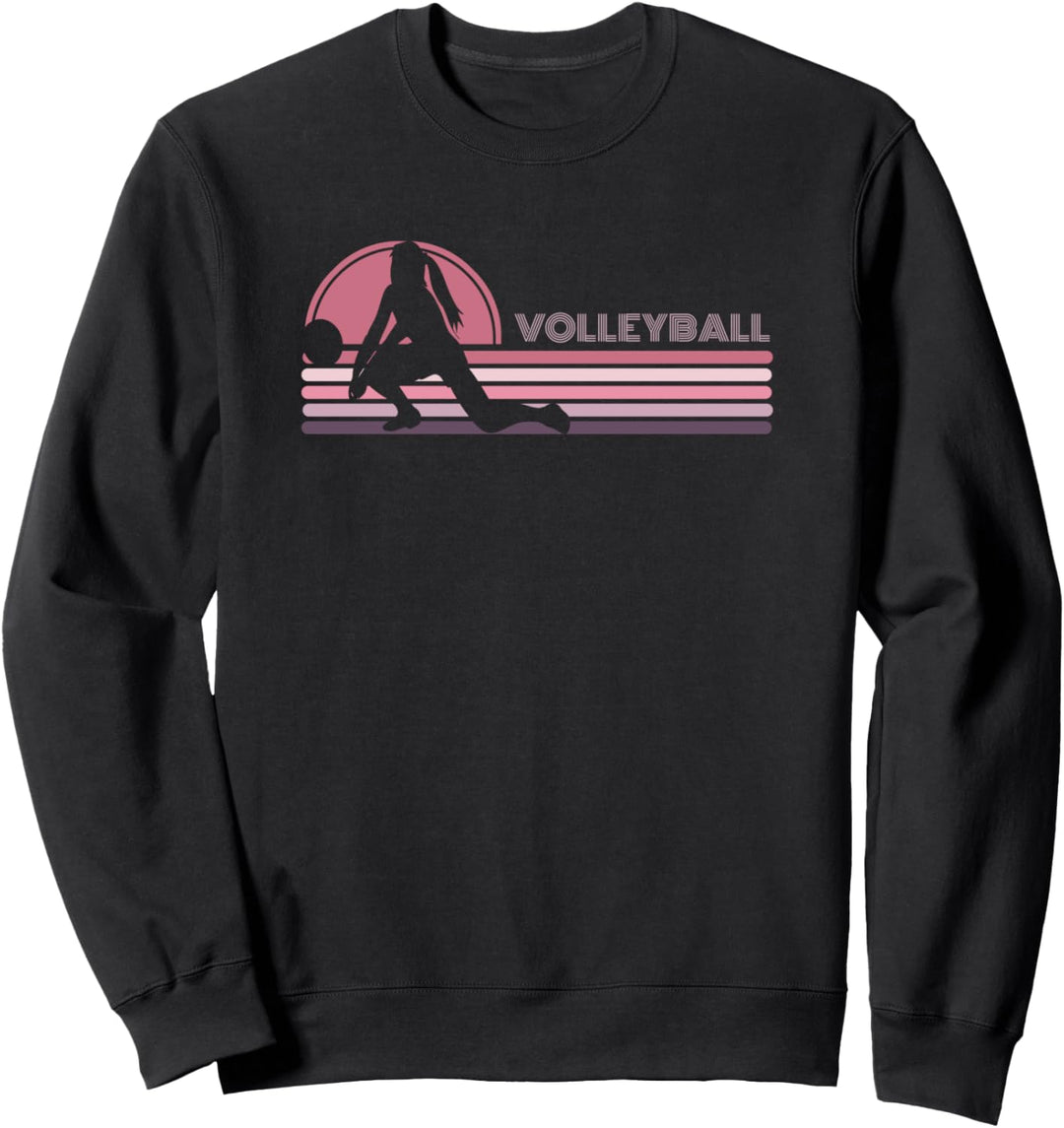 Damen Volleyball Spieler Grafik Frauen 70er 80er Jahre Sweatshirt