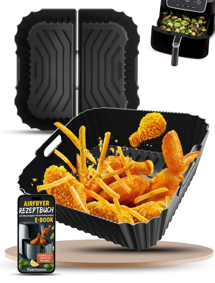 3 Stück Silikonform Heissluftfritteuse Für Ninja Air Frye PRO 4.7L/Max 6.2L/Cosori 5.5L/6L/Philips 6