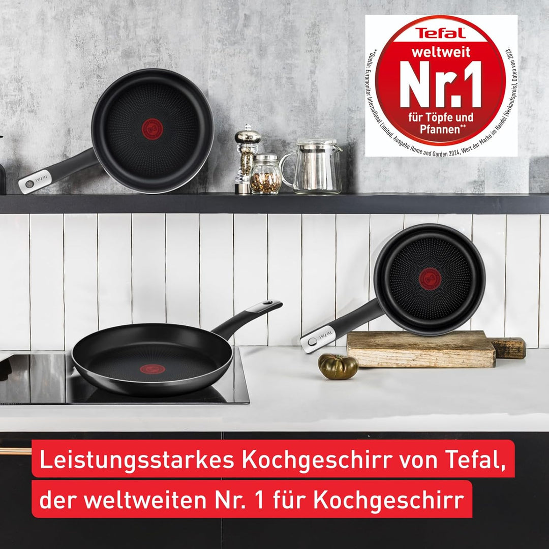 Tefal Bratpfanne 24 cm, Pfanne Antihaftbeschichtung mit Titanpartikeln, Thermo-Signal bei idealer Br