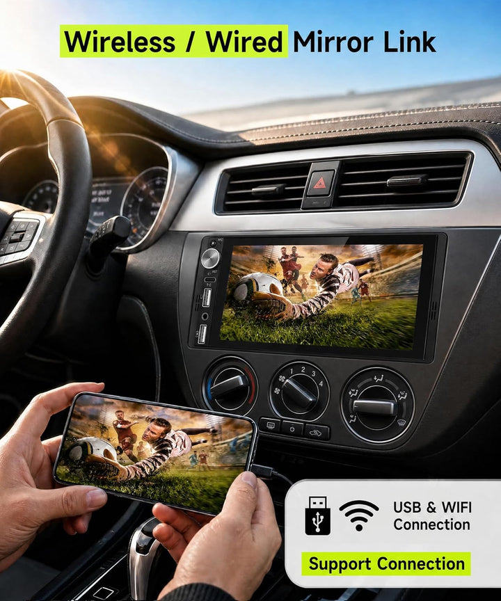 Rimoody DAB+/DAB Autoradio 1 Din mit Wireless Carplay Android Auto Bluetooth 5.2, 6.9 Zoll Touchscre
