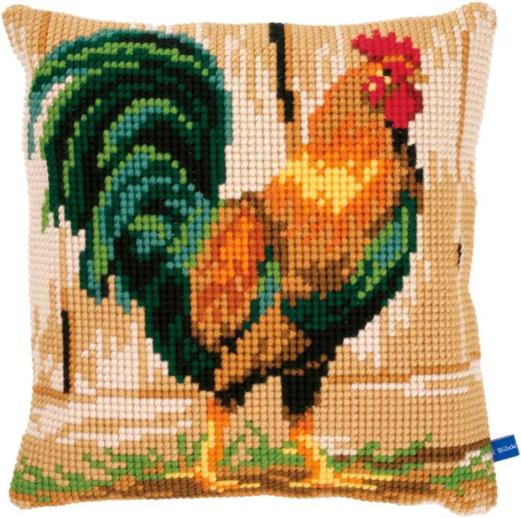 Vervaco Kreuzstichkissen Guten Morgen, Baumwolle, Mehrfarbig, 40 x 40 x 0.3 cm