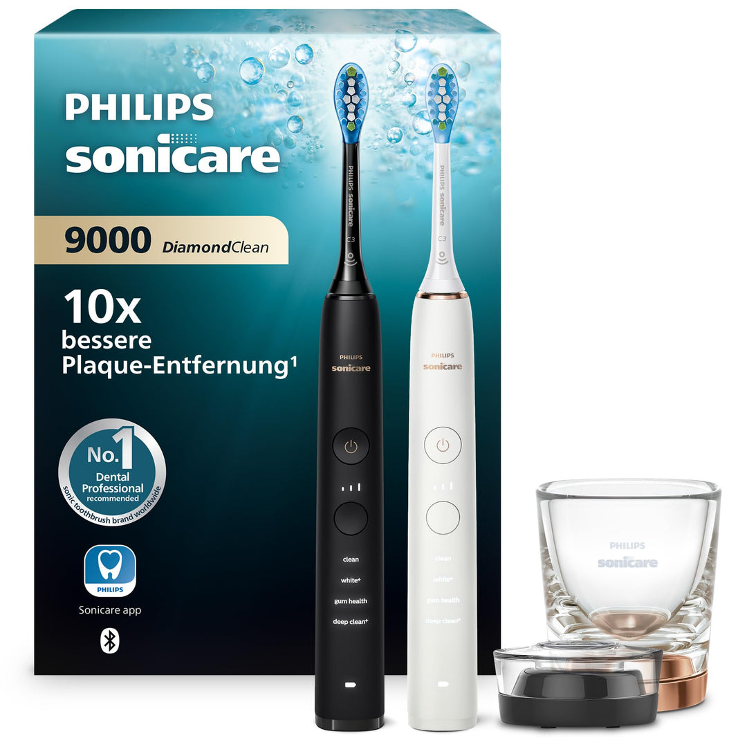 Philips Sonicare DiamondClean 9000 elektrische Zahnbürste, Schallzahnbürste mit App, Andruckkontroll