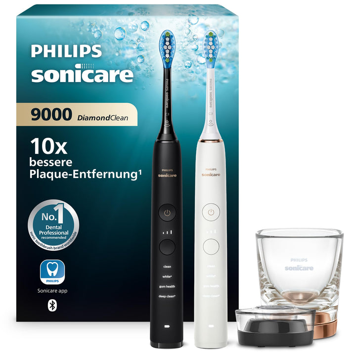 Philips Sonicare DiamondClean 9000 elektrische Zahnbürste, Schallzahnbürste mit App, Andruckkontroll