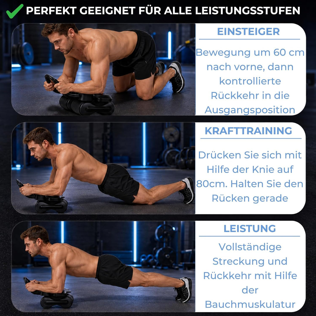 Bauchtrainer für zuhause. Gerät zum Muskelaufbau Mann Frau. Bauchmuskelroller &amp; Sport Haus. Bauchmus