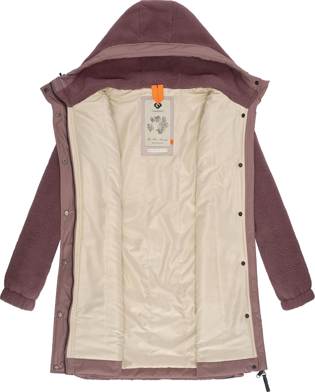 Ragwear Damen Fleecejacke Kurze Teddyfleece-Jacke warm mit Kapuze Cousy XS-6XL 3XL Mauve24, 3XL Mauv