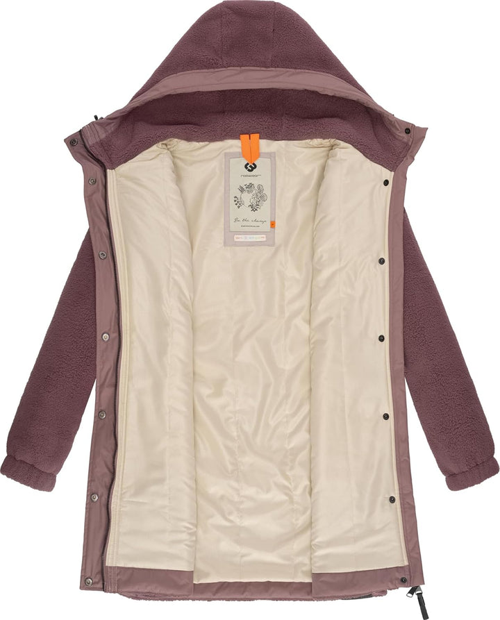 Ragwear Damen Fleecejacke Kurze Teddyfleece-Jacke warm mit Kapuze Cousy XS-6XL 3XL Mauve24, 3XL Mauv