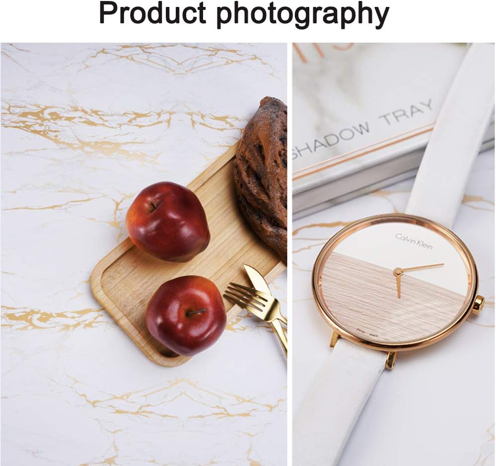 Selens 60x60cm Hintergrund Boards Kit, Flow Gold Weiss Marmor Textur Essen Hintergründe 2 Stück Flat