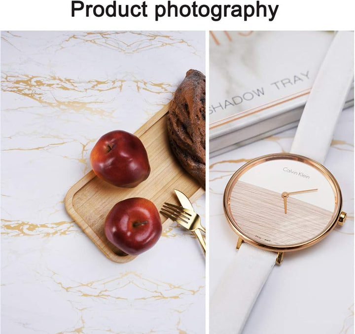 Selens 60x60cm Hintergrund Boards Kit, Flow Gold Weiss Marmor Textur Essen Hintergründe 2 Stück Flat