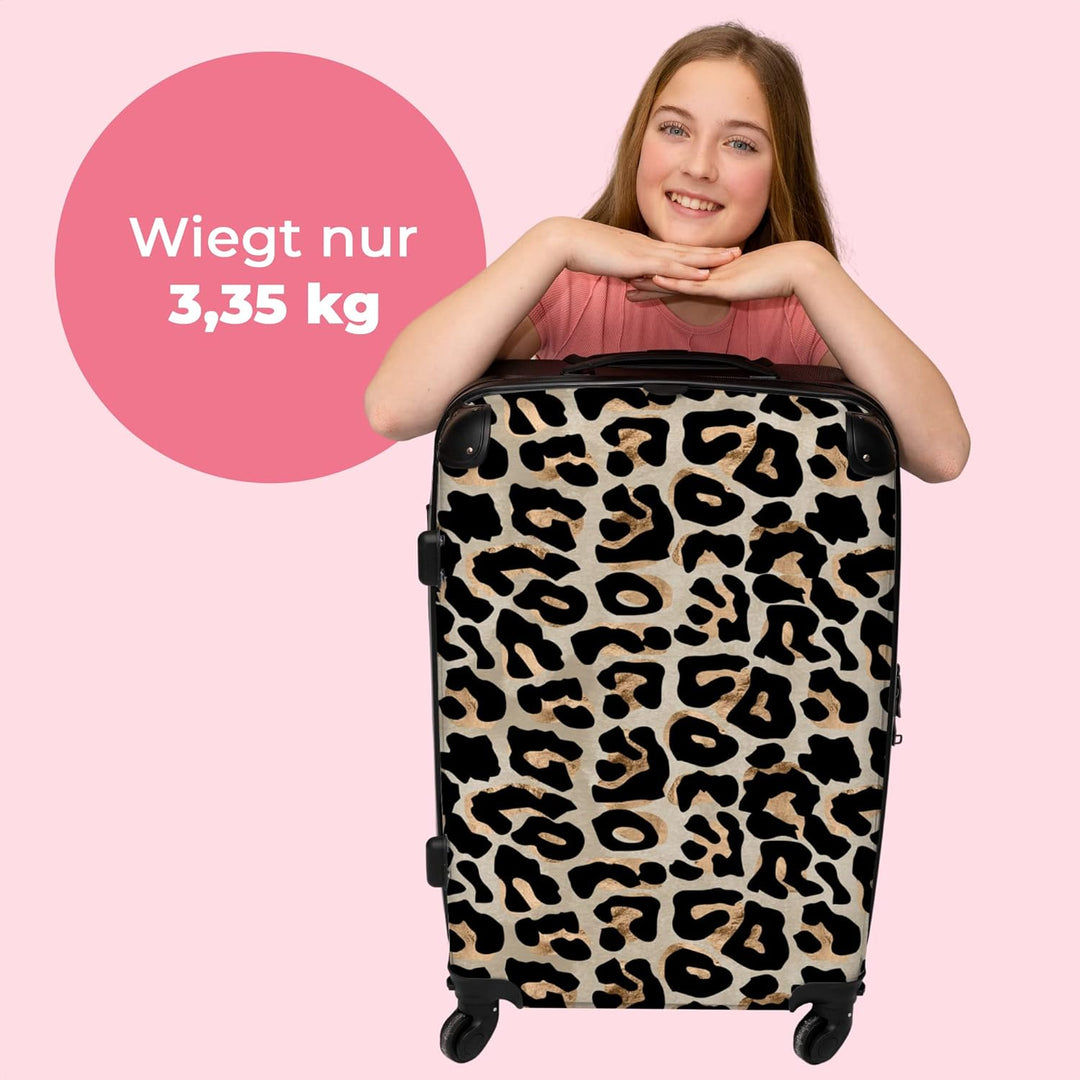 Teenager Mädchen Geschenke Trolley Koffer Reisetasche mit Rollen Suitcase Kinder - Panther Druck - T