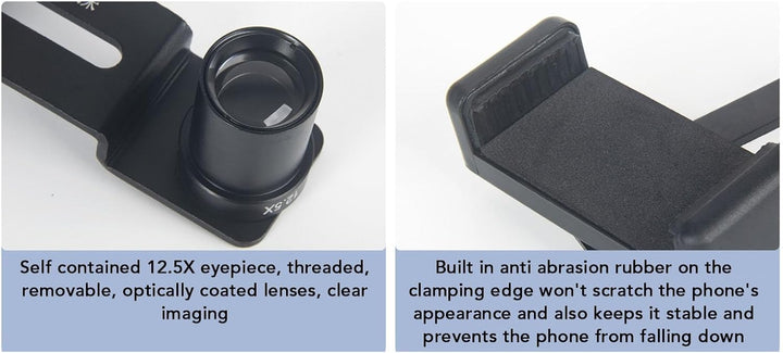 Mikroskop-Objektiv-Handy-Adapter, Metall-Mikroskop-Smartphone-Kamera-Adapter, mit 12,5-fachem Mikros