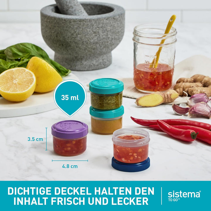 Sistema TO GO Dressingbehälter | Frischhaltedosen/Sossenbehälter mit Deckel | 35 ml | BPA-frei | bla