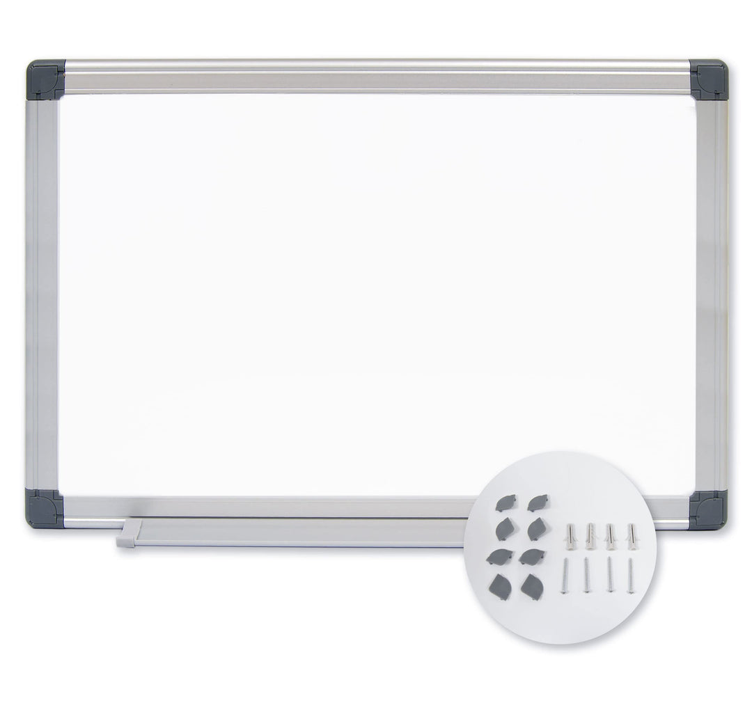 OFITURIA ® Magnettafel weiss lackiert mit Rahmen aus robustem Aluminium, leicht zu reinigen, trocken