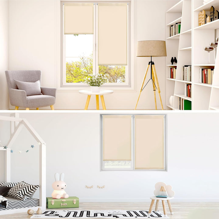 Blindecor Aure | Lichtdurchlässiges Rollos für Fenster und tür ohne bohren mit klämmträger - Beige,