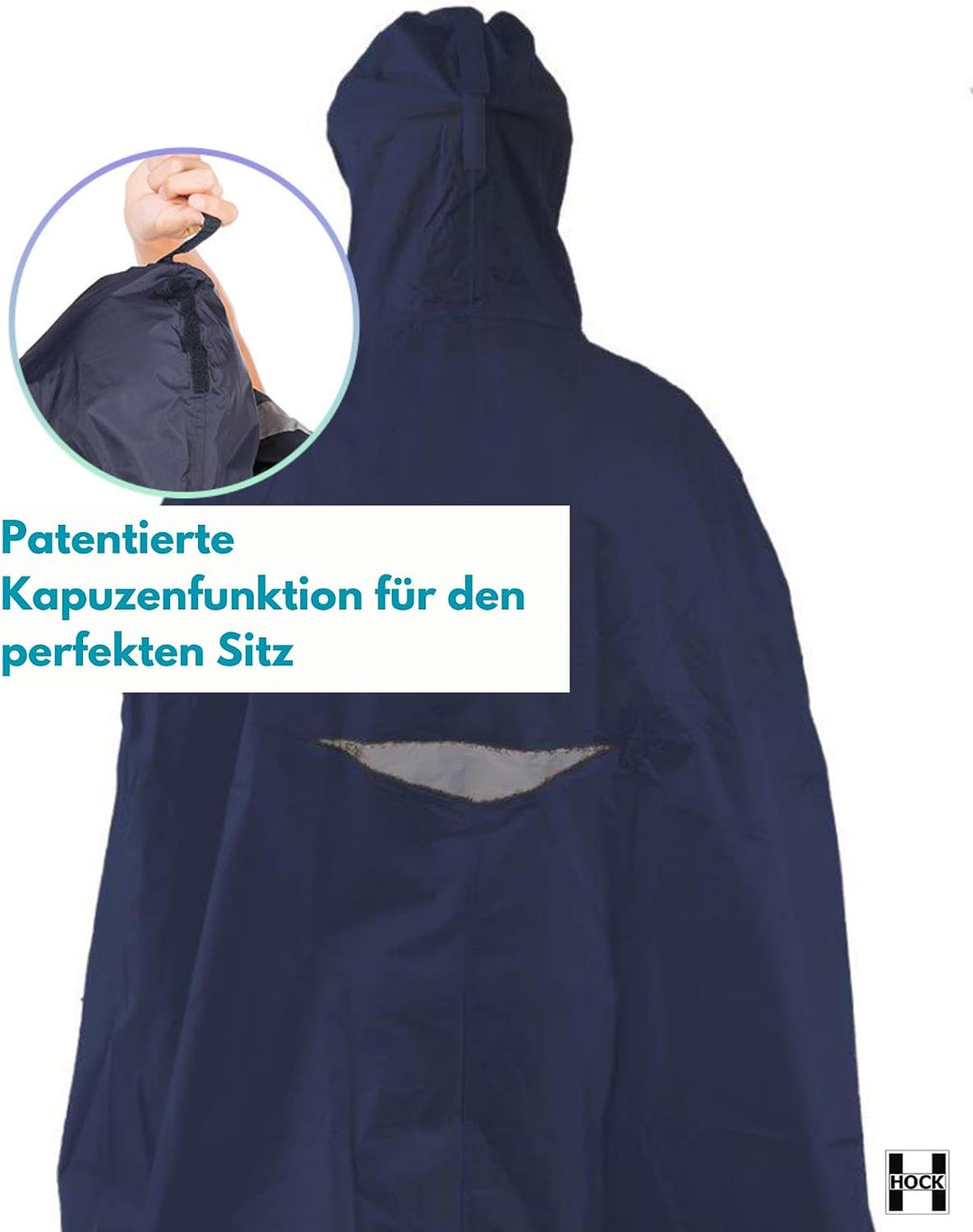 HOCK - DAS ORIGINAL und echter TESTSIEGER* - Fahrrad Regenponcho mit Kapuze - Fahrradponcho Wasserdi