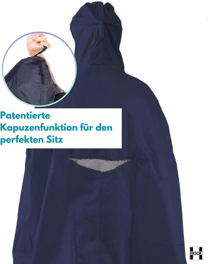 HOCK - DAS ORIGINAL und echter TESTSIEGER* - Fahrrad Regenponcho mit Kapuze - Fahrradponcho Wasserdi