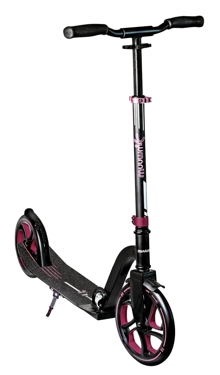 muuwmi Aluminium Scooter Pro – Tretroller, 250/215 mm, ABEC 7, GS-geprüft, höhenverstellbar rot, rot