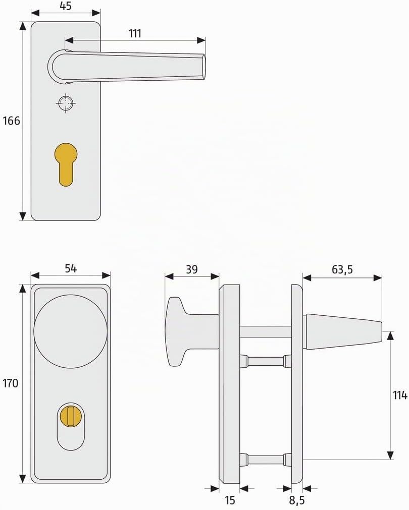 ABUS Tür-Schutzbeschlag KKZS700 F1 aluminium für Feuerschutztüren 12858 Wechselgarnitur - für Feuers