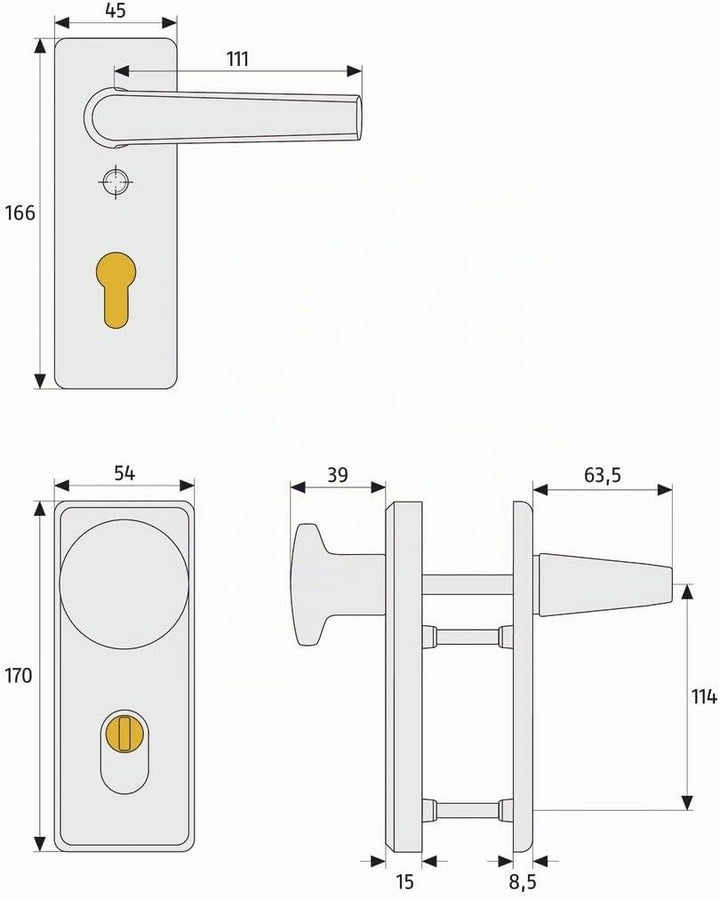 ABUS Tür-Schutzbeschlag KKZS700 F1 aluminium für Feuerschutztüren 12858 Wechselgarnitur - für Feuers