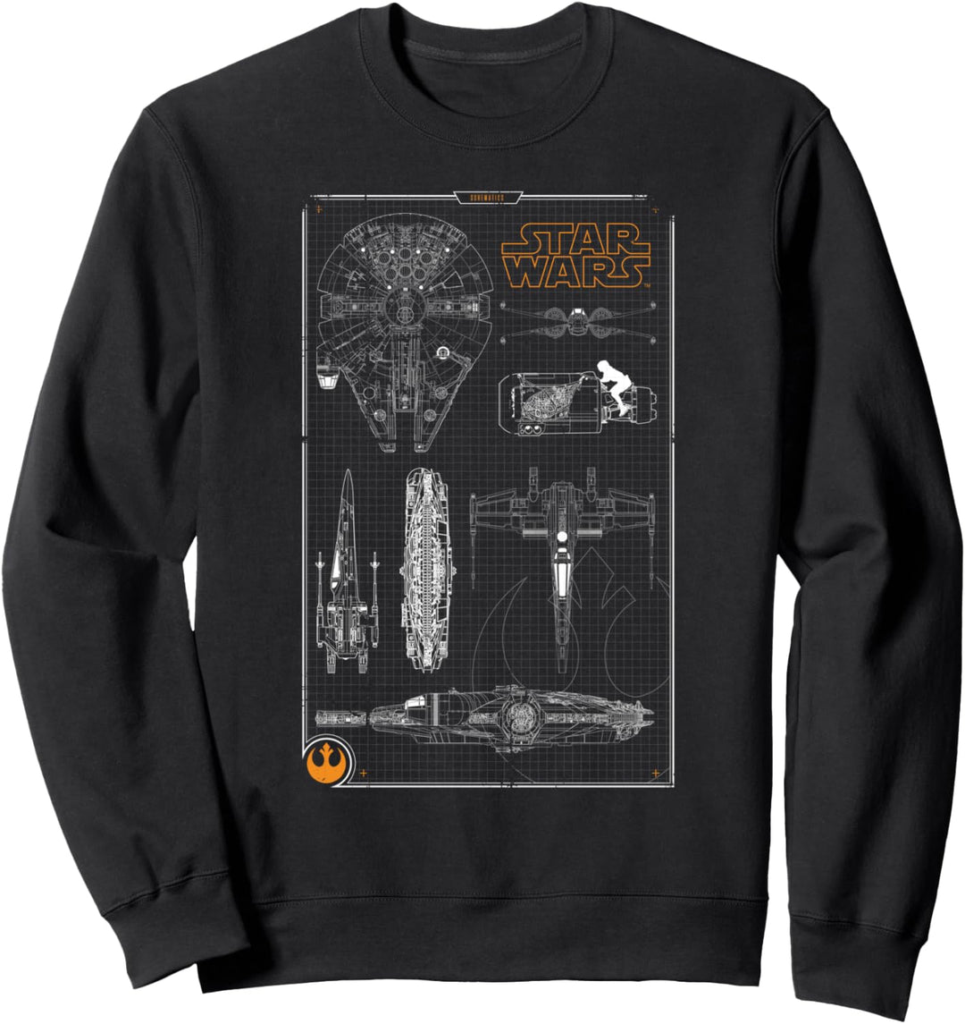 Star Wars Rebel Ship Schematics Dark Sweatshirt