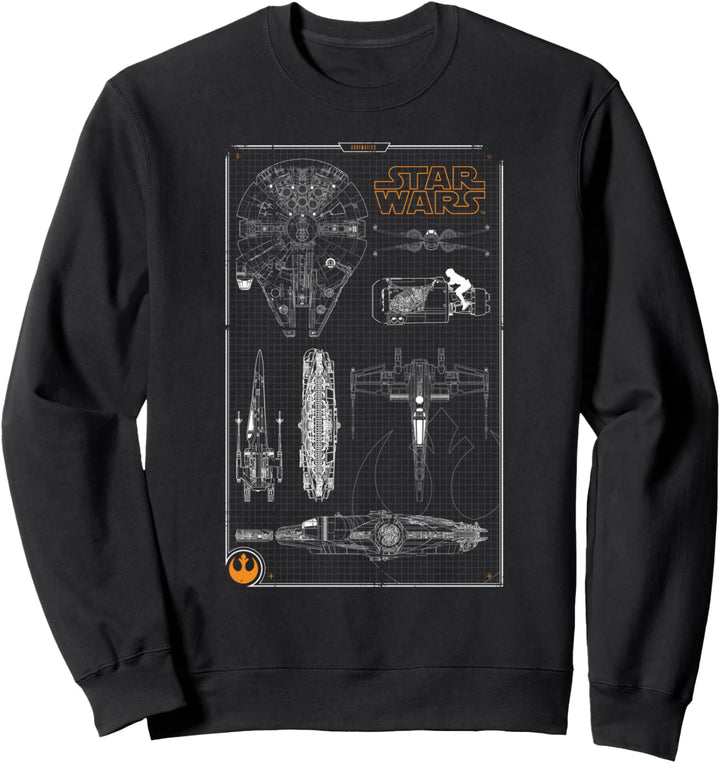 Star Wars Rebel Ship Schematics Dark Sweatshirt