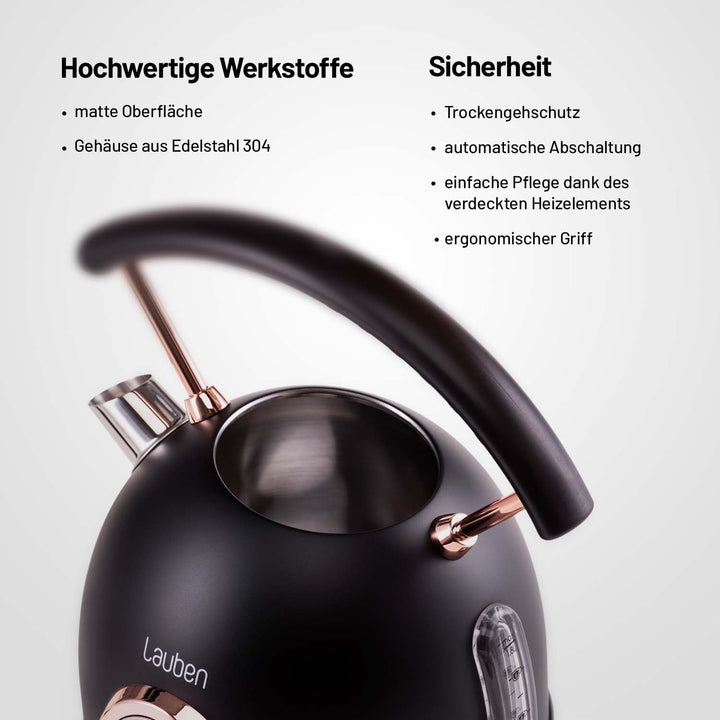 Lauben Electric Kettle 17BC Wasserkocher mit Inhalt 1,8 l, Leistung 2200 W, Wassertemperaturanzeige,