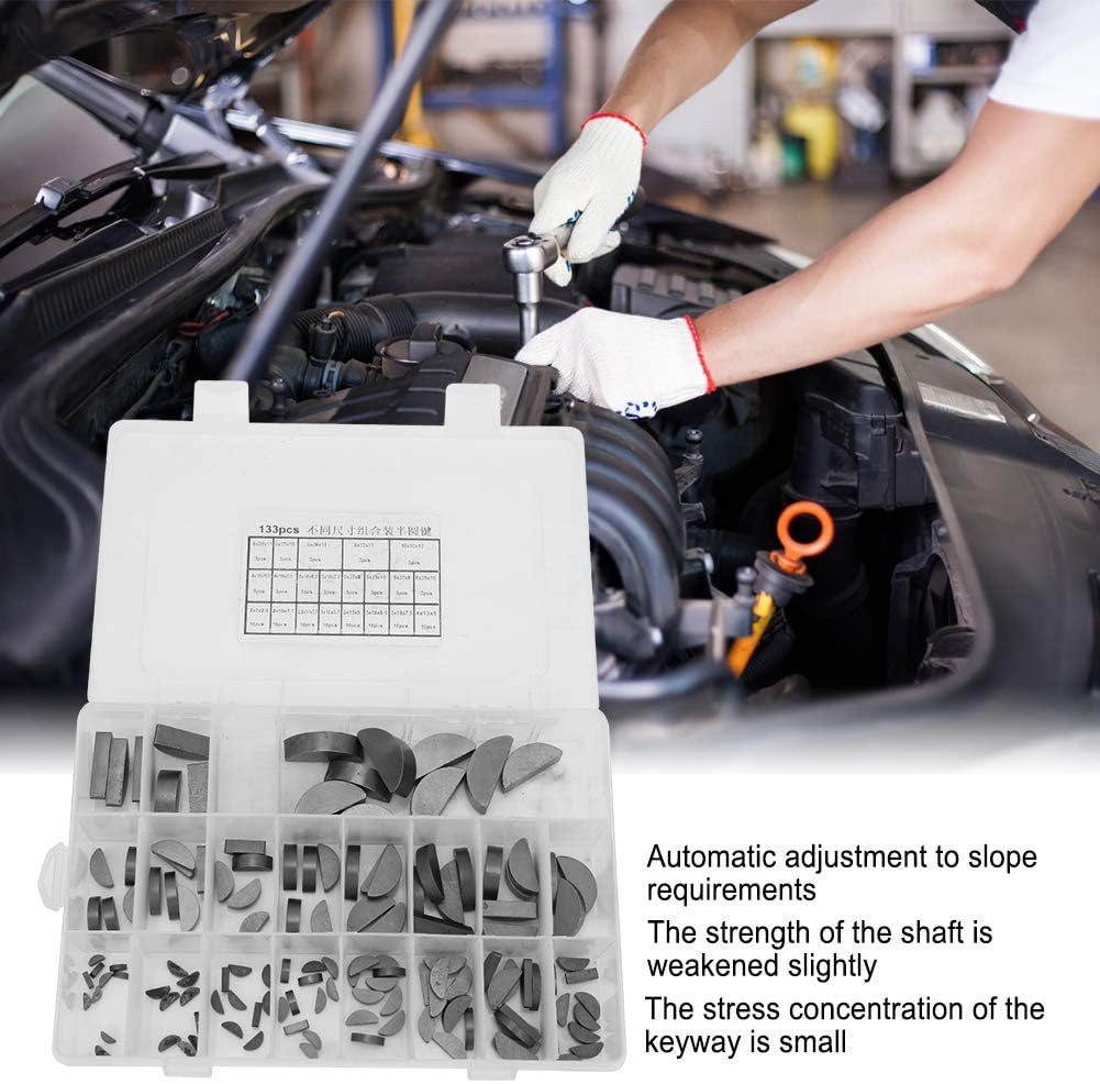 21 Arten von Scheibenfeder, 135-tlg. Scheibenfeder-Sortiment-Kit, Schwungrad-Riemenscheibe-Kurbelwel