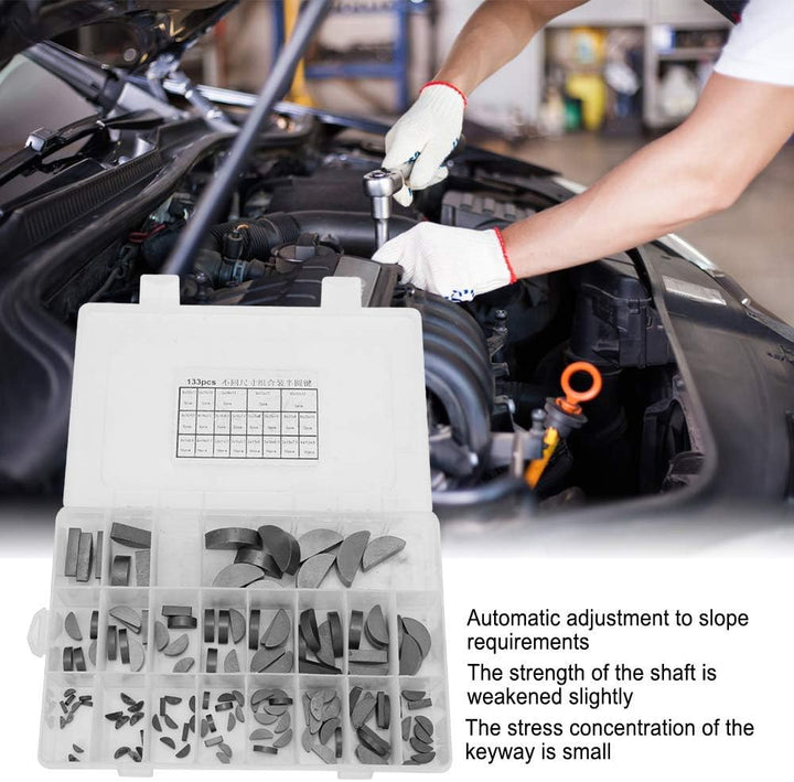 21 Arten von Scheibenfeder, 135-tlg. Scheibenfeder-Sortiment-Kit, Schwungrad-Riemenscheibe-Kurbelwel