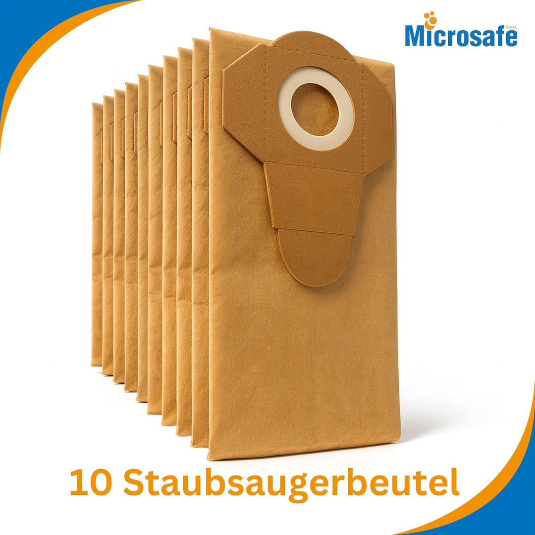 10 Staubsaugerbeutel für Parkside PNTS 1400 E2 Nass- und Trockensauger, Filtersäcke von Microsafe® 1