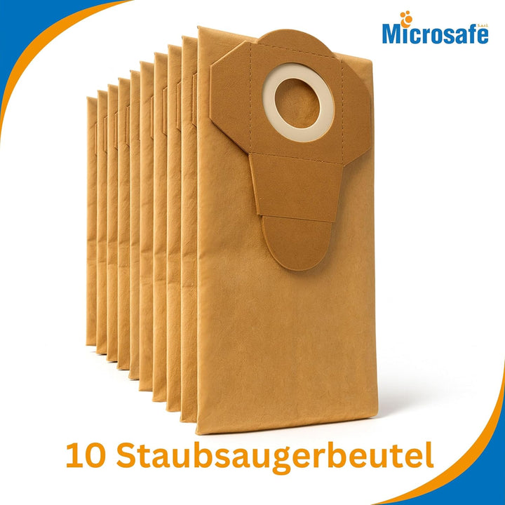 10 Staubsaugerbeutel für Parkside PNTS 1400 E2 Nass- und Trockensauger, Filtersäcke von Microsafe® 1