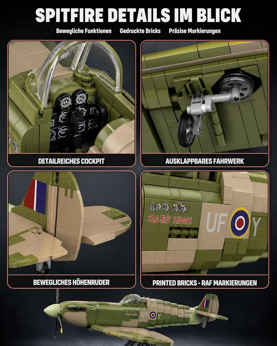 Revell Brick System Iron Maiden Spitfire MK.II Aces High | Klemmbaustein Set 1:18 mit 2802 Teilen |