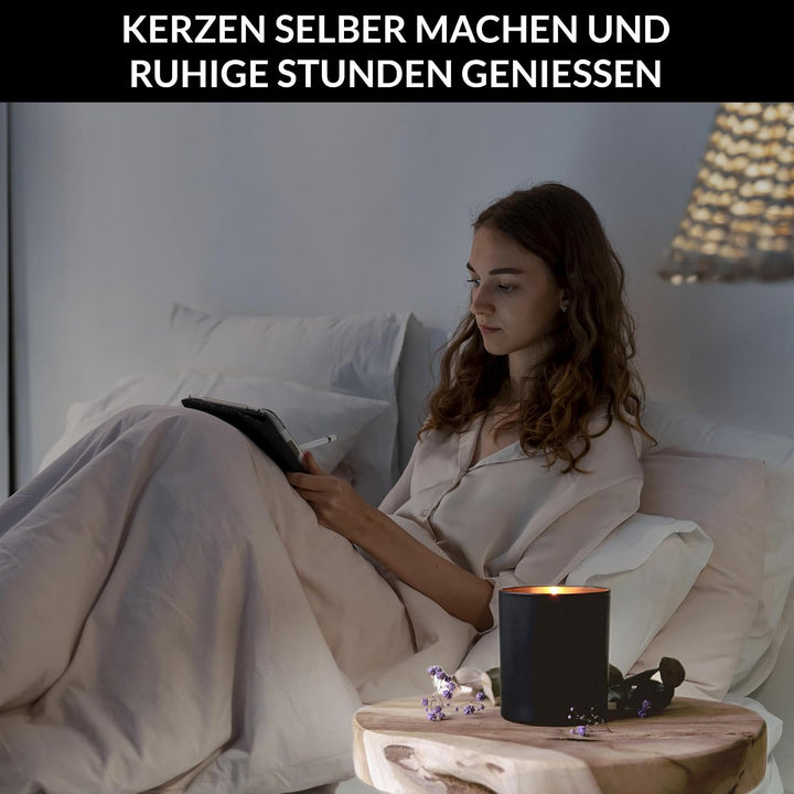 22Feels 20x (295ml) EU-REACH-GEPRÜFT Premium Kerzengläser Matt-Schwarz Hitzebeständig Luftdicht mit
