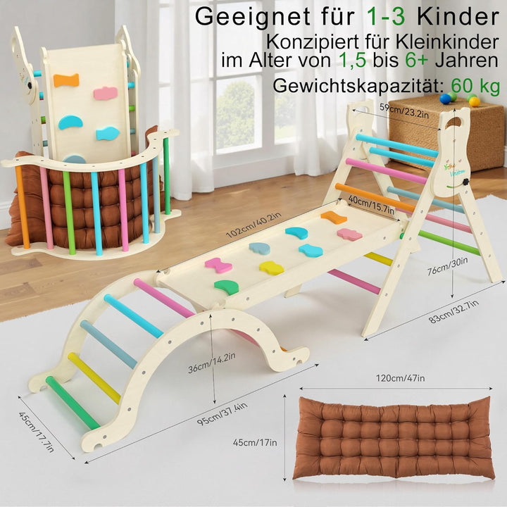 Yrthe Voitom Klettergerüst Indoor Montessori Spielzeug ab 1.5 2 3 4 + Jahr, Upgrade 7-in-1 Kletterdr