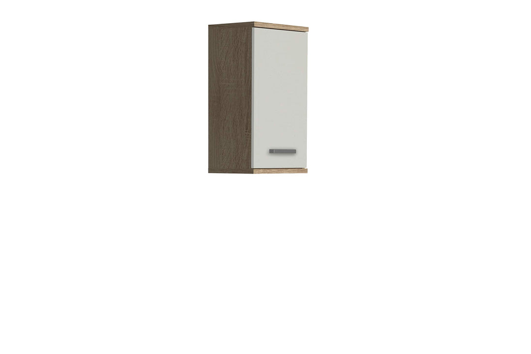 FORTE Veris Hängeschrank mit 1 Tür, Holzwerkstoff, Sonoma Eiche / Weiss Hochglanz, 68,8 x 40,2 x 29