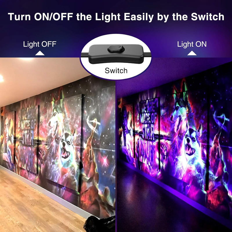 Onforu 2er 20W LED Schwarzlicht Strahler, IP66 Wasserdicht Schwarzlichtlampe, UV Fluter mit Stecker,