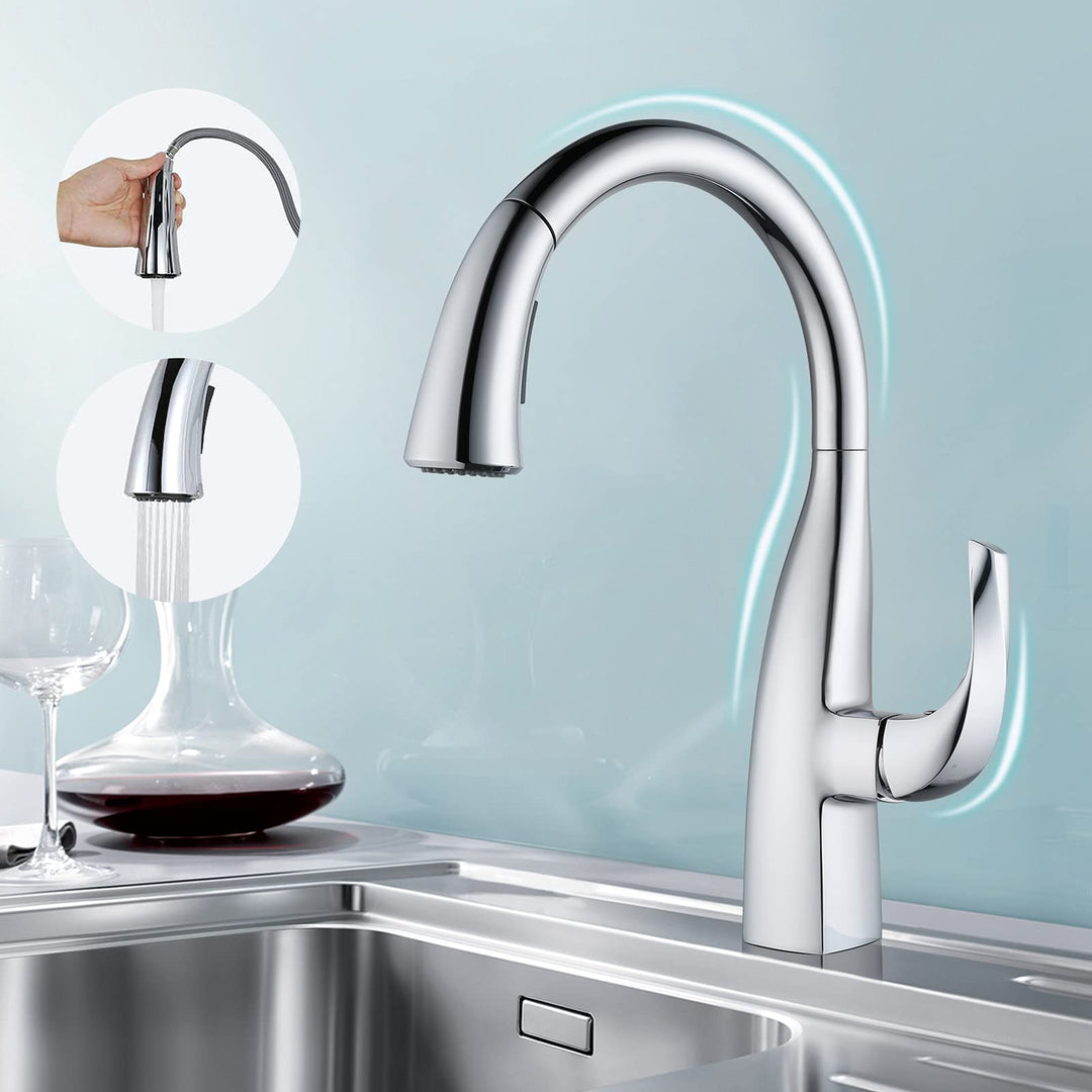 ARCORA Küchenarmatur mit Ausziehbarer Brause, 360° Schwenkbarer Wasserhahn für die Küche, 2 Strahlar