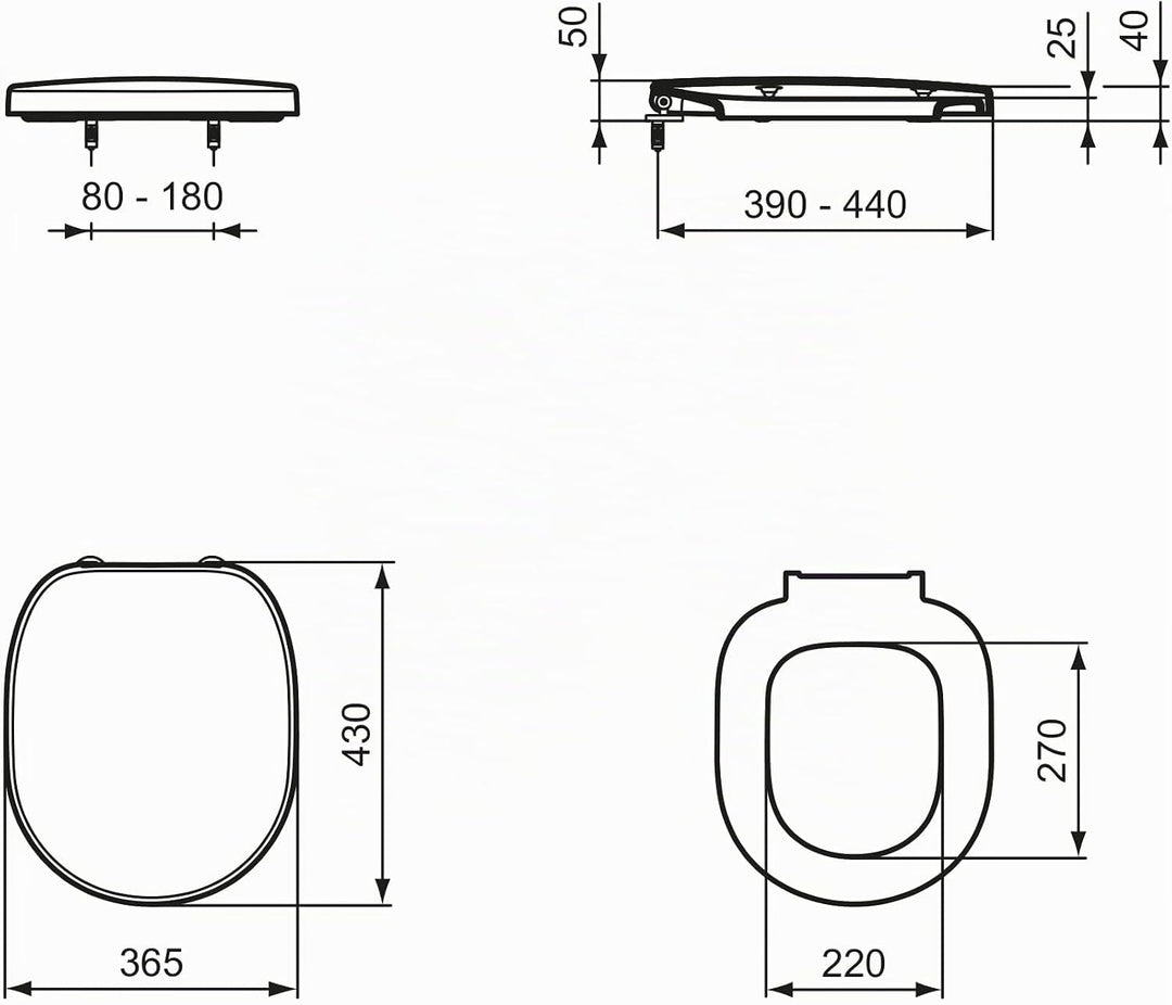 Ideal Standard E712801 Original Connect WC-Sitz, Wrapover-Design aus Kunststoff (Duroplast), Weiss (