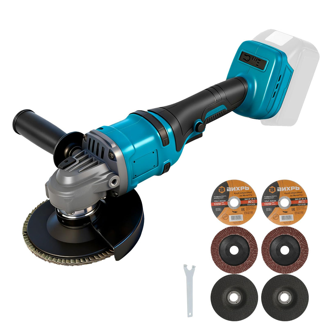 Akku Winkelschleifer 125mm Kompatibel mit Makita 18V Akkus, 1180W Bürstenlose Schleifer Mit 6 Scheib