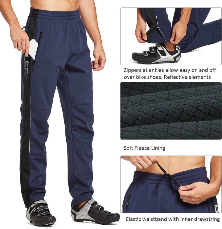 BALEAF Herren Fahrradhose Thermo Fleece Radhose Wasserdicht Winddicht Softshellhose Warm Wanderhose