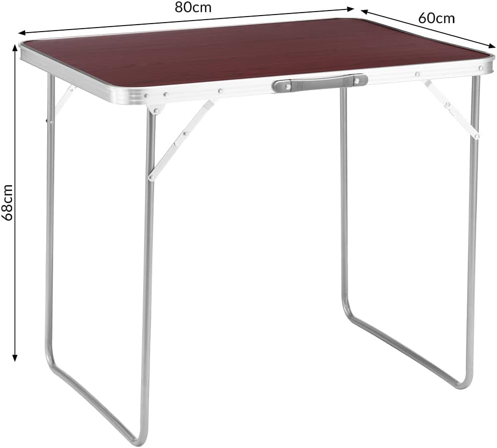 BAKAJI Campingtisch Picknick Holzoptik, Gestell aus Aluminium, zusammenklappbares System mit Tragegr