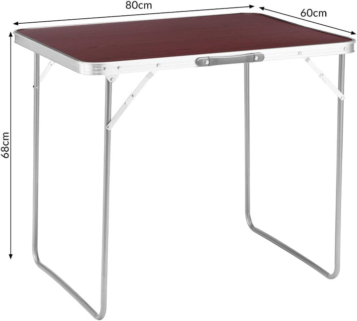 BAKAJI Campingtisch Picknick Holzoptik, Gestell aus Aluminium, zusammenklappbares System mit Tragegr