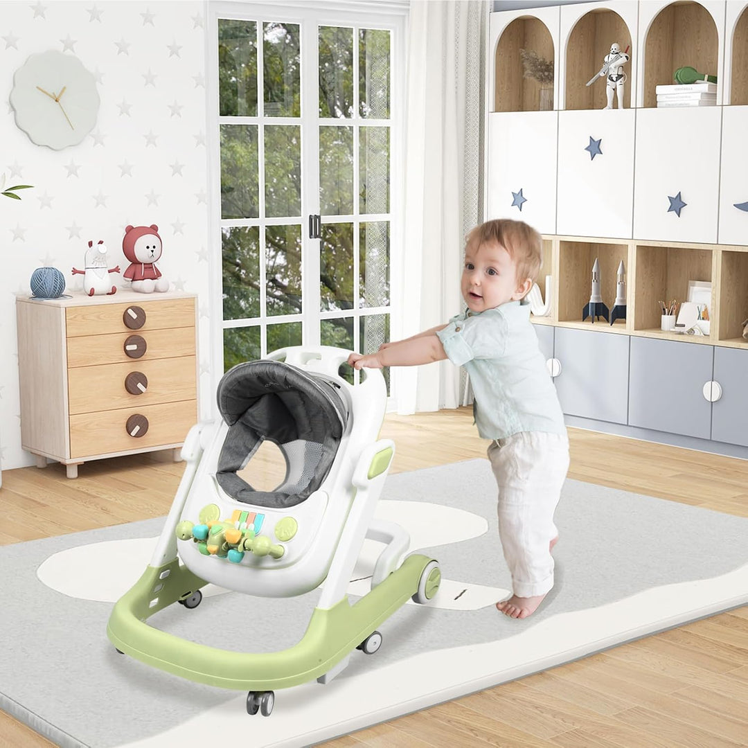 OHMG Babywalker Lauflernwagen, 5-in-1, Wippfunktion, Babywalker mit Rollen, Licht, Musik, Spielplatz
