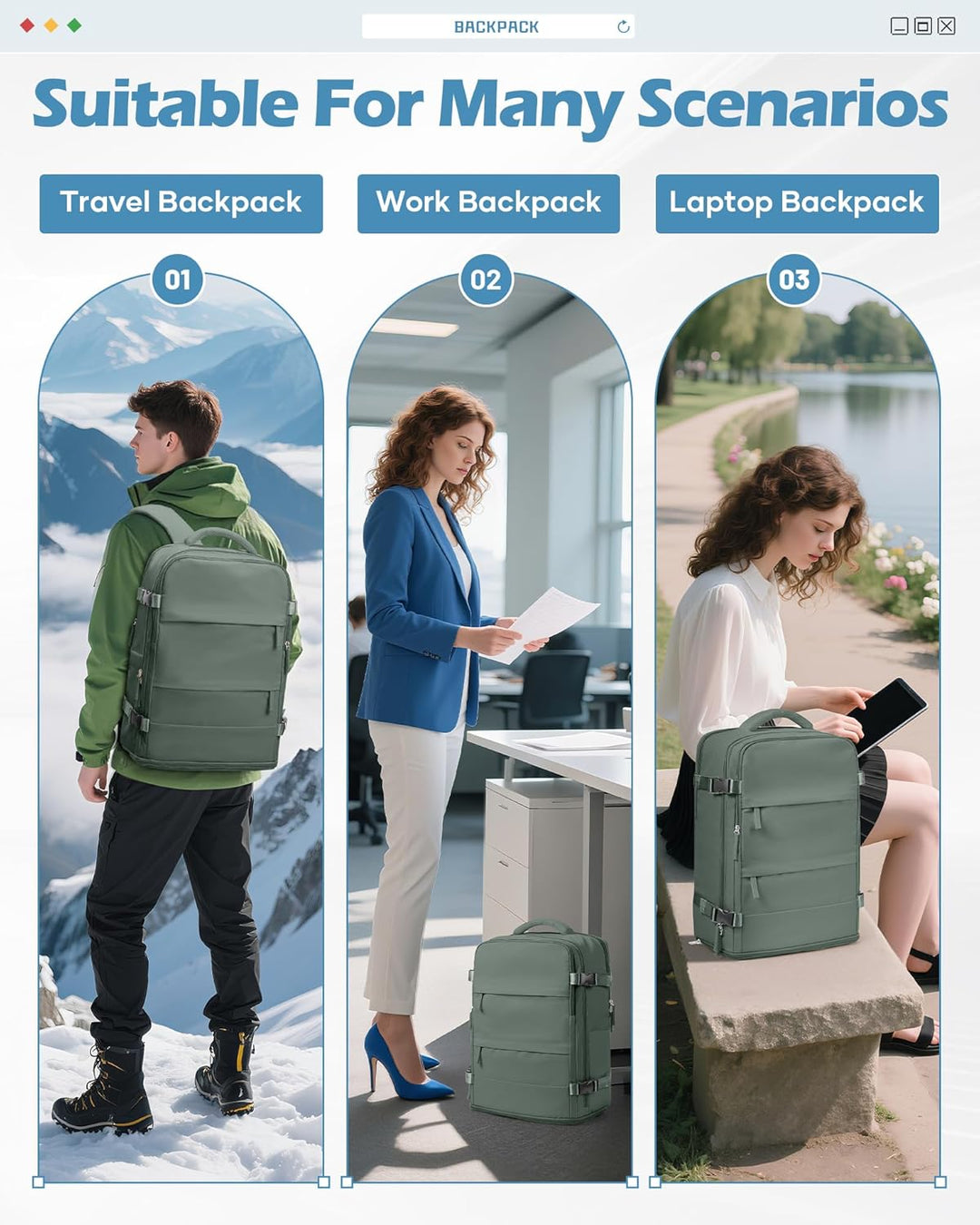 BJLFS Vakuum Rucksack Ryanair Handgepäck 40x20x25 Flugzeug Tasche Airbag mit Vakuumsystem Klein Reis