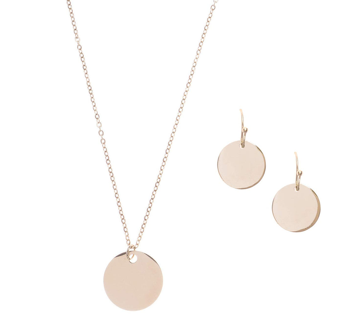 Happiness Boutique Damen Schmuckset in Rosegold | Kleine Ohrringe und Kette mit Kreisanhänger im Geo