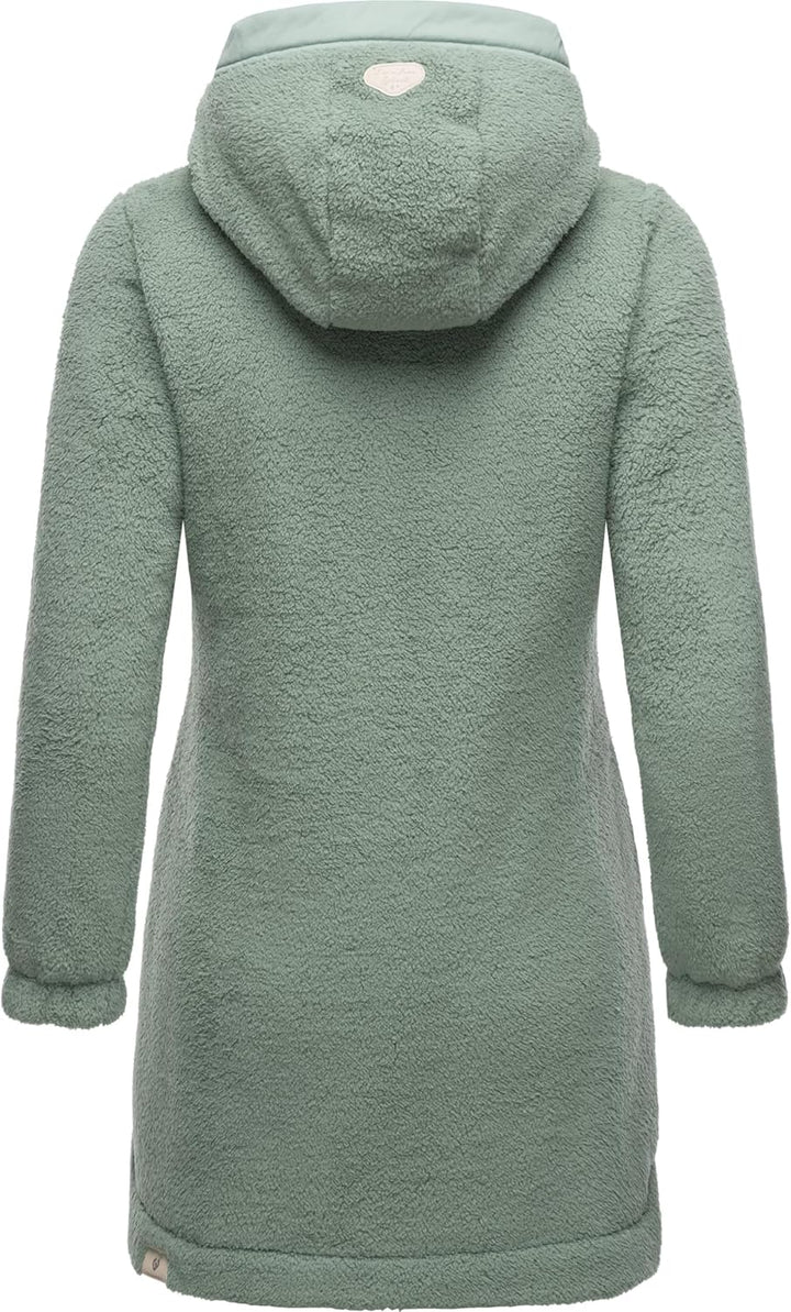 Ragwear Damen Fleecejacke Kurze Teddyfleece-Jacke warm mit Kapuze Cousy XS-6XL 4XL Dusty Green, 4XL