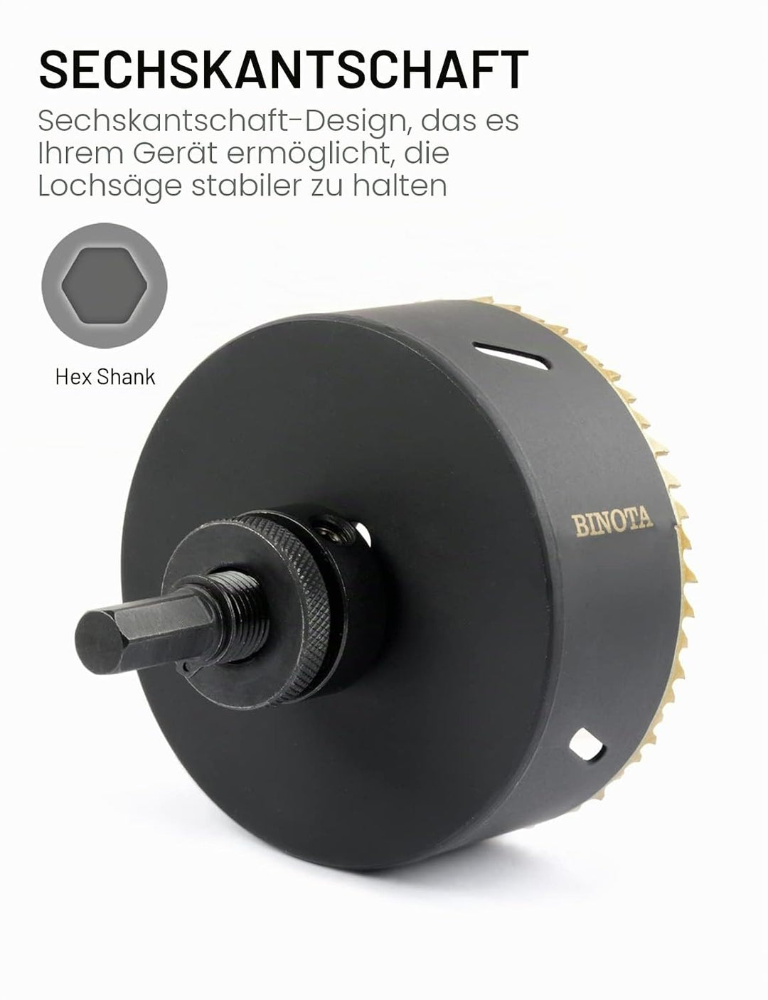 BINOTA Bi-Metall M42-Lochsäge Satz 19-64 mm, für Metall, Holz, Sperrholz, PVC, Faserplatten, Gipspla