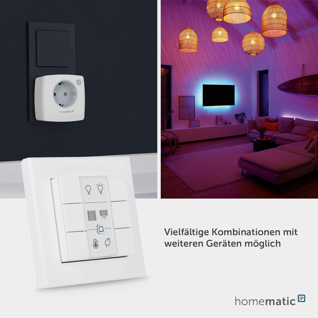 Homematic IP Smart Home Wandtaster – 6-Fach, Wandschalter, sechs Tasten, Zubehör für Ihr Homematic I