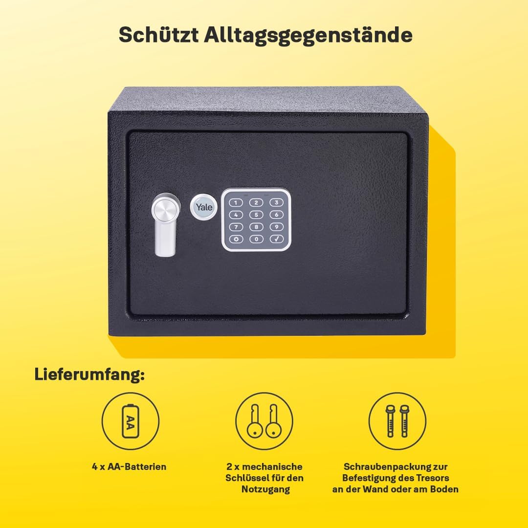 Yale Elektronischer Tresor - Medium - YSV/250/DB2 - Standardsicherheit - Schwarz Black Medium New Ve