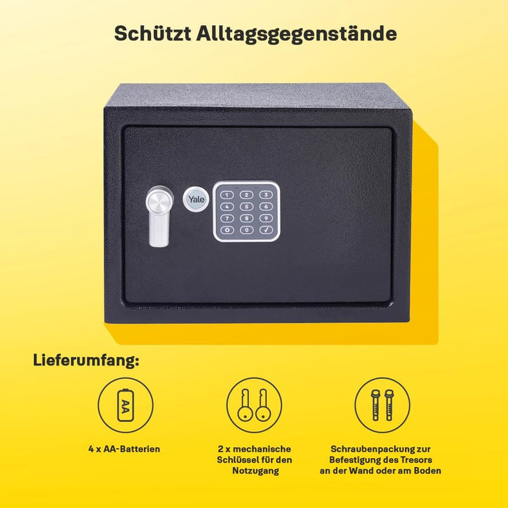 Yale Elektronischer Tresor - Medium - YSV/250/DB2 - Standardsicherheit - Schwarz Black Medium New Ve